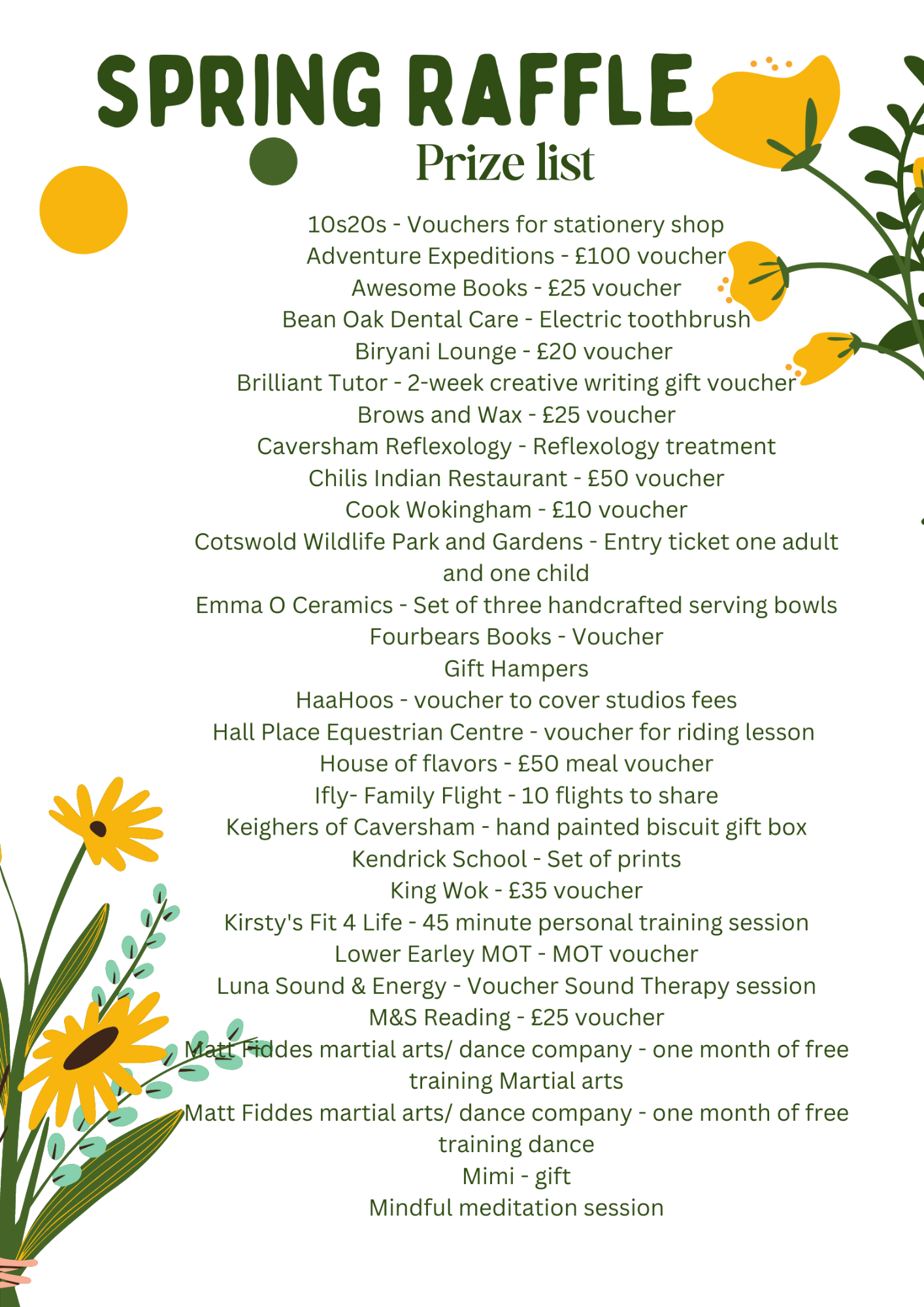 Kendrick School - KPS Spring Raffle